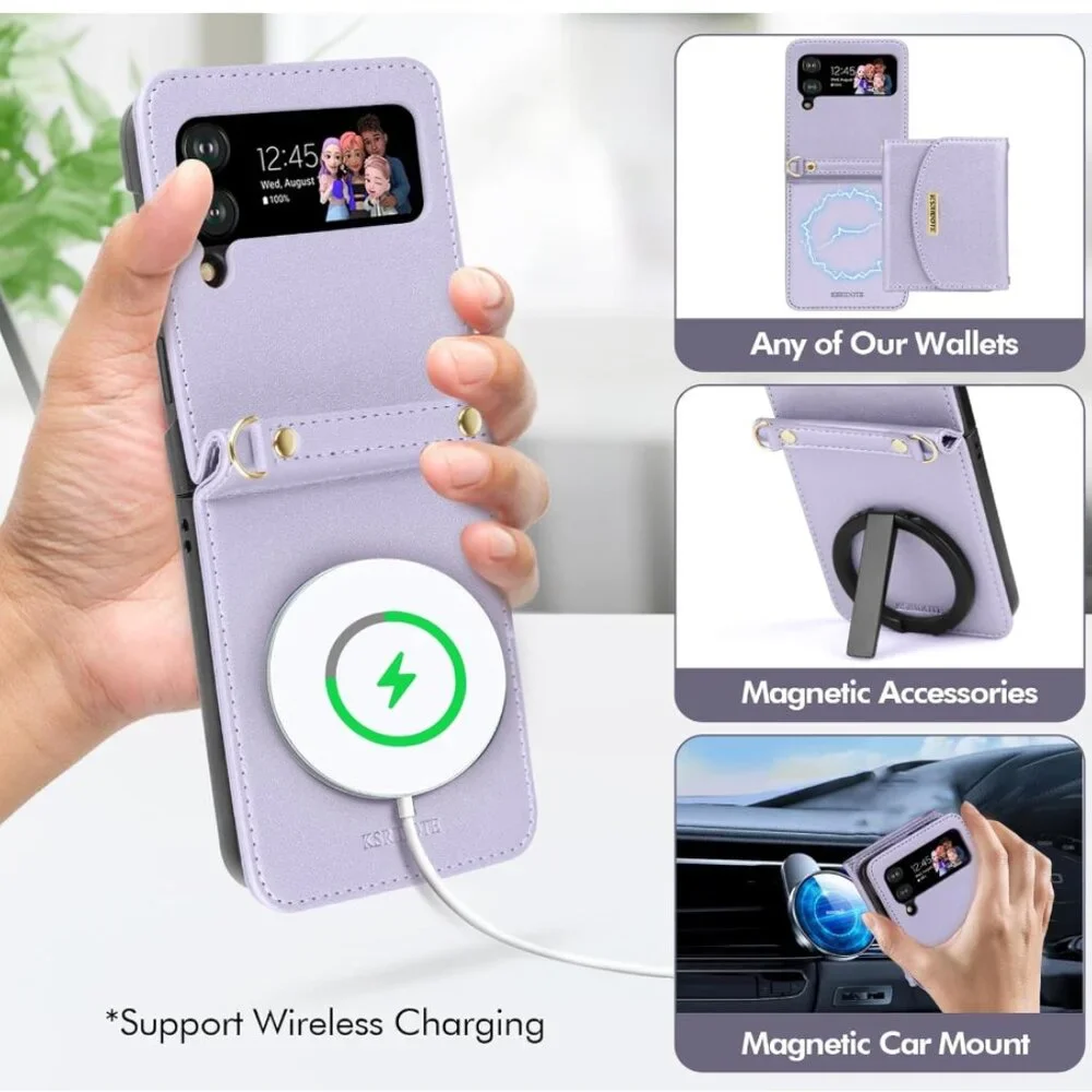Samsung Galaxy Z Flip 4 Case Wallet Card Holder with Strap Samsung Galaxy Z Flip